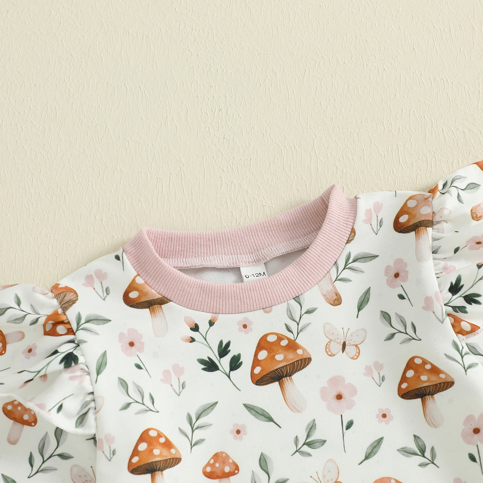 Conjunto de 2 piezas de trajes de otoño para niña, sudadera con estampado floral de setas de manga larga y pantalones de cintura elástica, ropa para niños pequeños - imagen 3