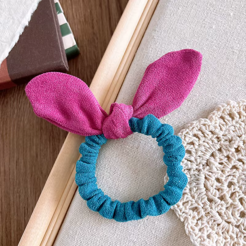 Coleteros para niña con orejas de conejo y color bloque coreano - imagen 5