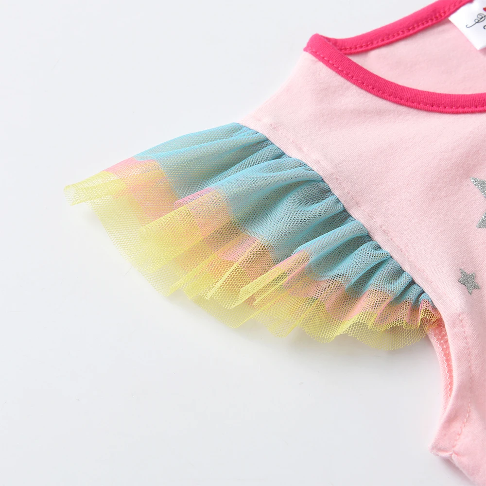DXTON Camiseta de manga globo en malla para niña verano ligera