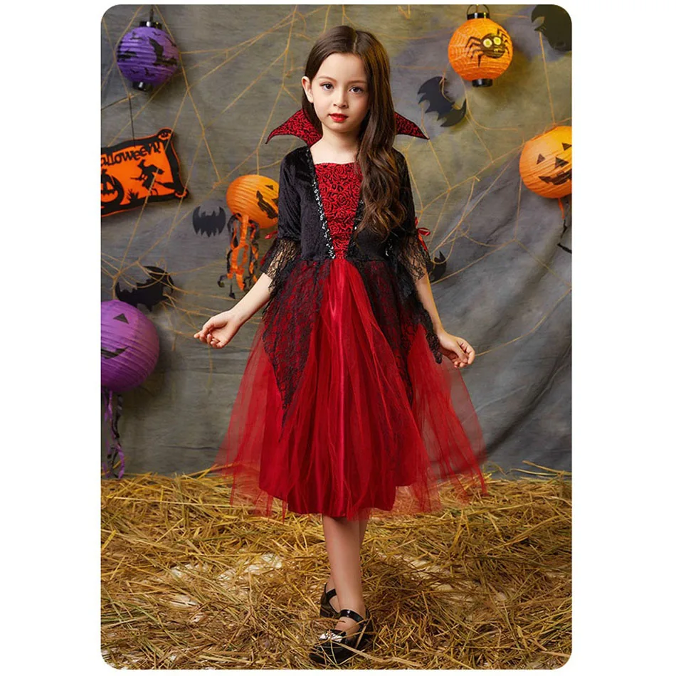 Disfraz de vampiro para niño con falda tul rojo y negro - imagen 3