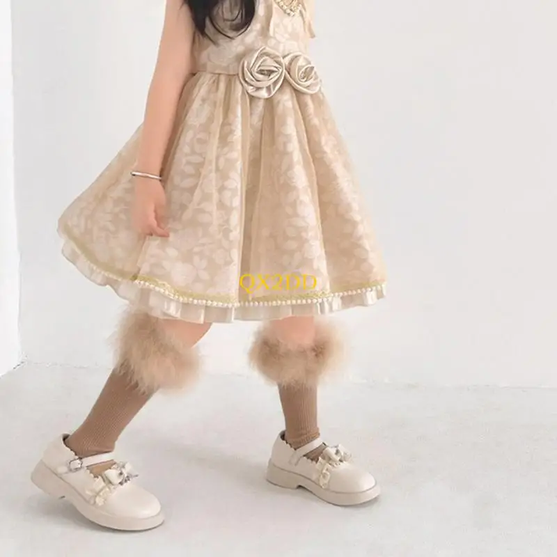 Calcetines vestir para niños QX2D para calcetines rodilla elástica calcetines punto cálido invierno no - imagen 2