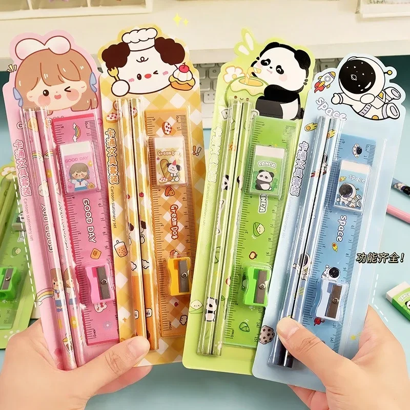 5 unids/set lindo lápiz de dibujos animados papelería conjunto niños estudiante volver a la escuela suministros de papelería Premio Kawaii para niños