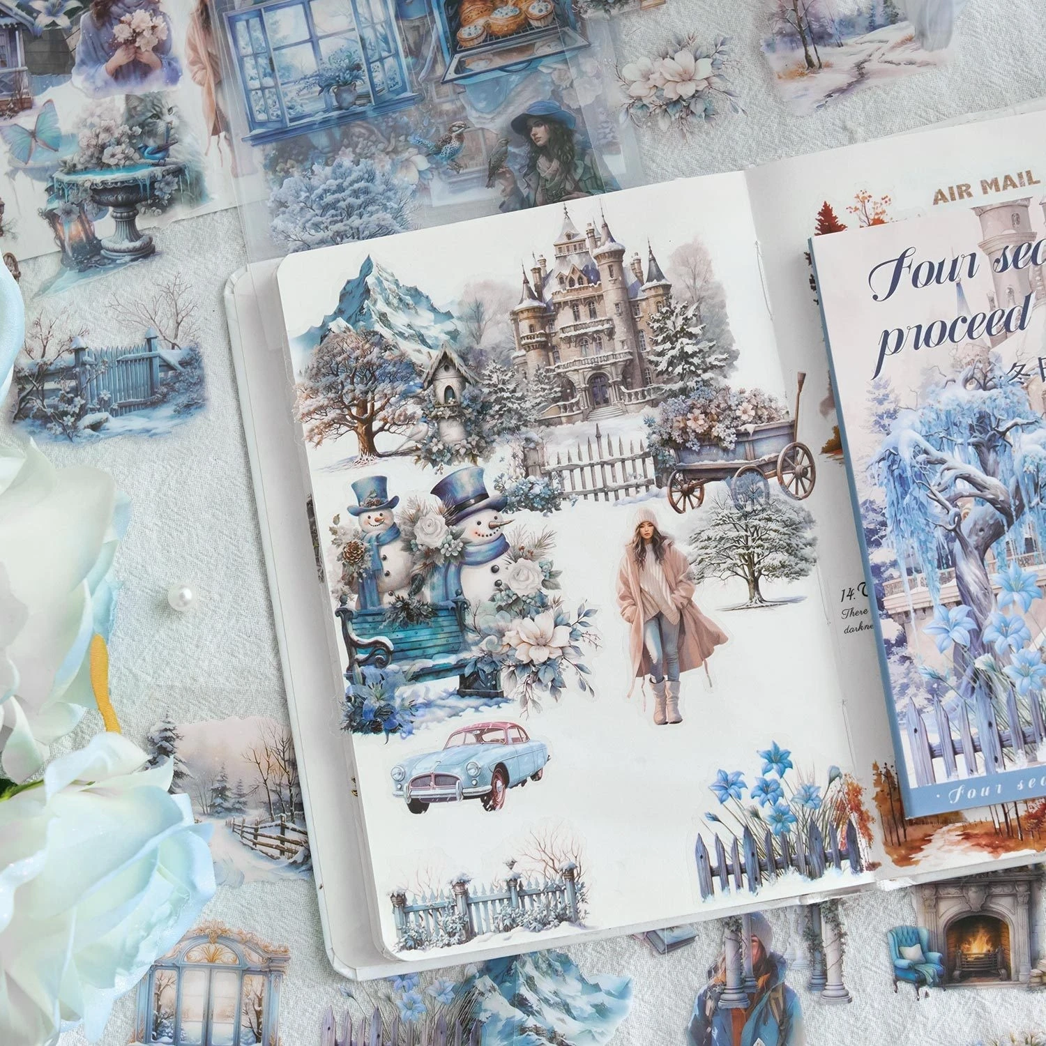 Lindo libro de pegatinas de mascotas de moda para niñas, diario de viaje, álbum de recortes, decoración artesanal, pegatinas estéticas bonitas para álbum de recortes planificador