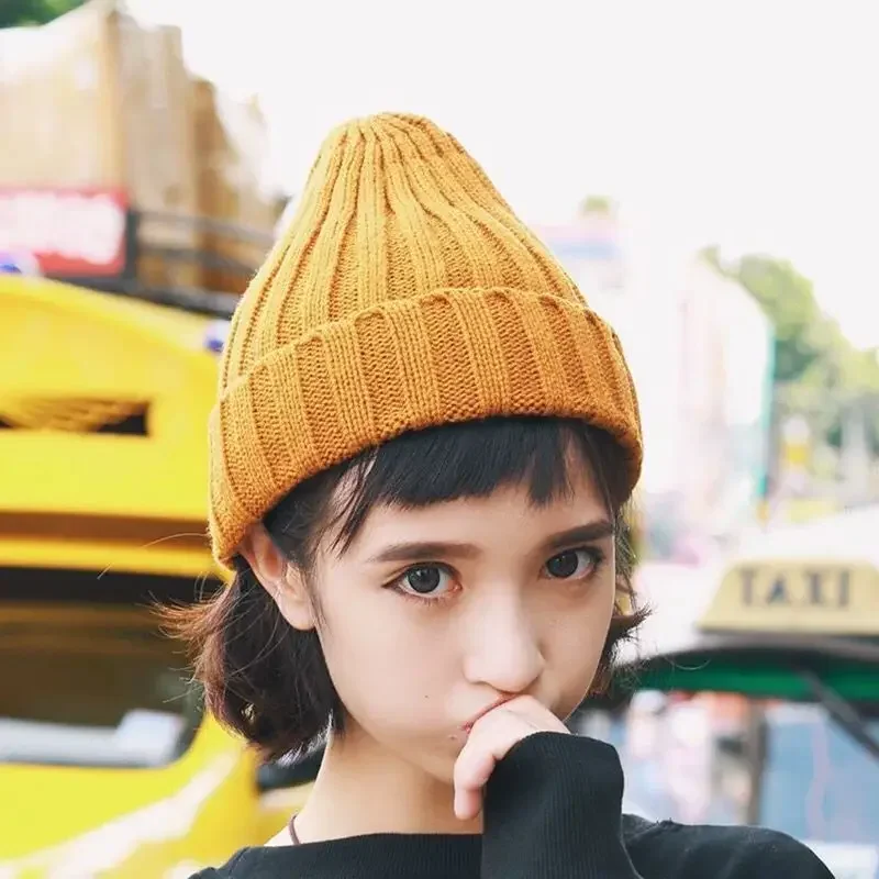 Gorro de invierno punto acanalado holgado unisex cálido europeo - imagen 4