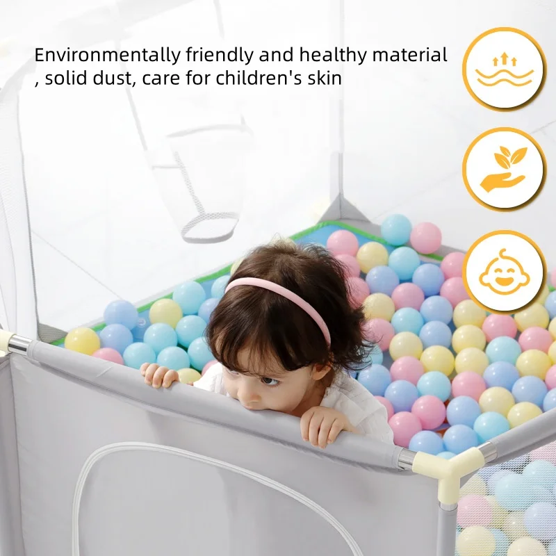 Valla de juego interior para bebés, estera protectora contra caídas, barra de rejilla para niños pequeños - imagen 2