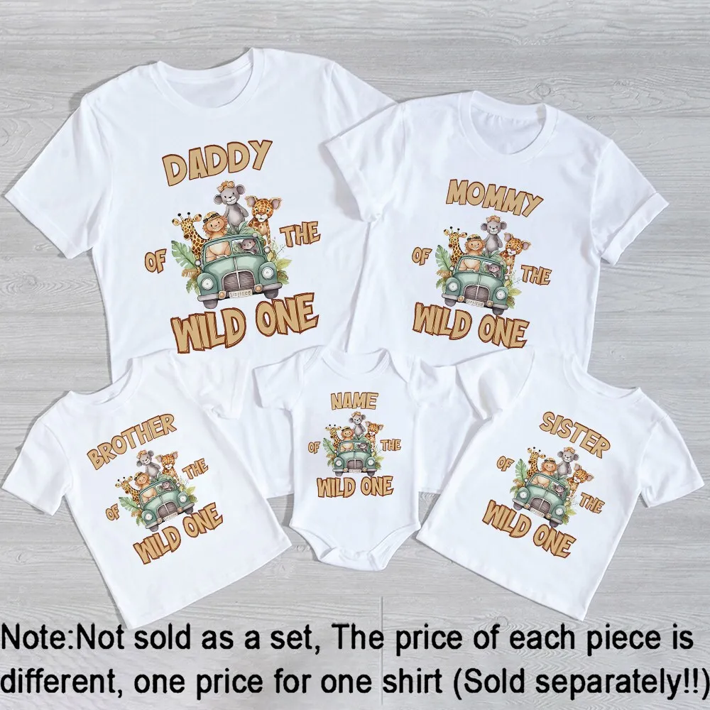 Camisas familiares personalizadas de cumpleaños de animales salvajes, camisetas de manga corta con nombre personalizado para papá, mamá, hermano y hermana, camisa de cumpleaños para niños - imagen 4