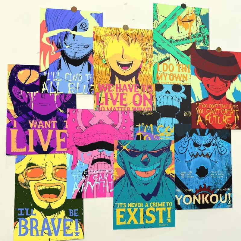 Póster con estampado de Anime de Luffy de una pieza, arte autoadhesivo, pegatina de papel impermeable, decoración de pared del dormitorio, cafetería, Bar, habitación, nuevo - imagen 5