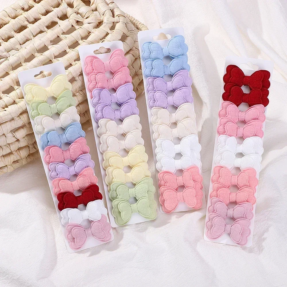 10 unids/set de lazos para el cabello de mariposa para niños con Clip para niñas, lazo de algodón de doble capa, flequillo, Pin, accesorios para el cabello