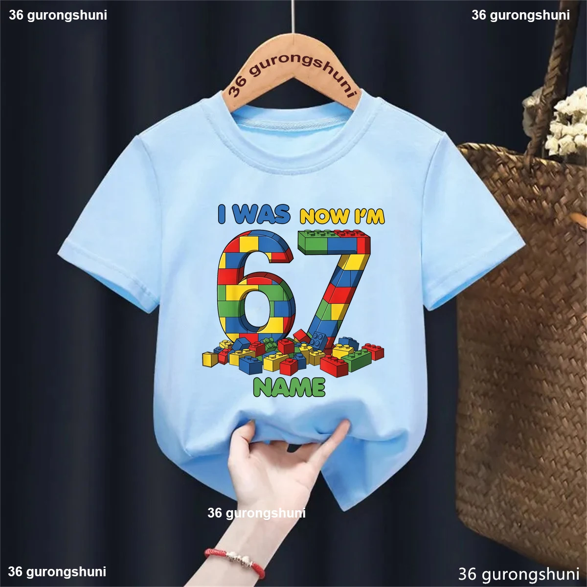 Camiseta cumpleaños nombre personalizado bloques construcción - imagen 2