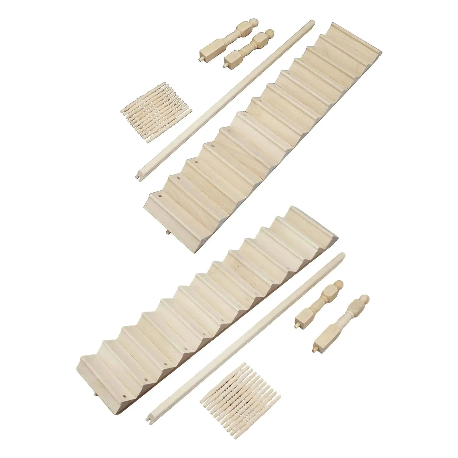 Escalera de casa de muñecas de madera en miniatura a escala 1:12, Mini adorno de escalera, accesorios para casa de muñecas, modelo de pasamanos para mesa de arena - imagen 2