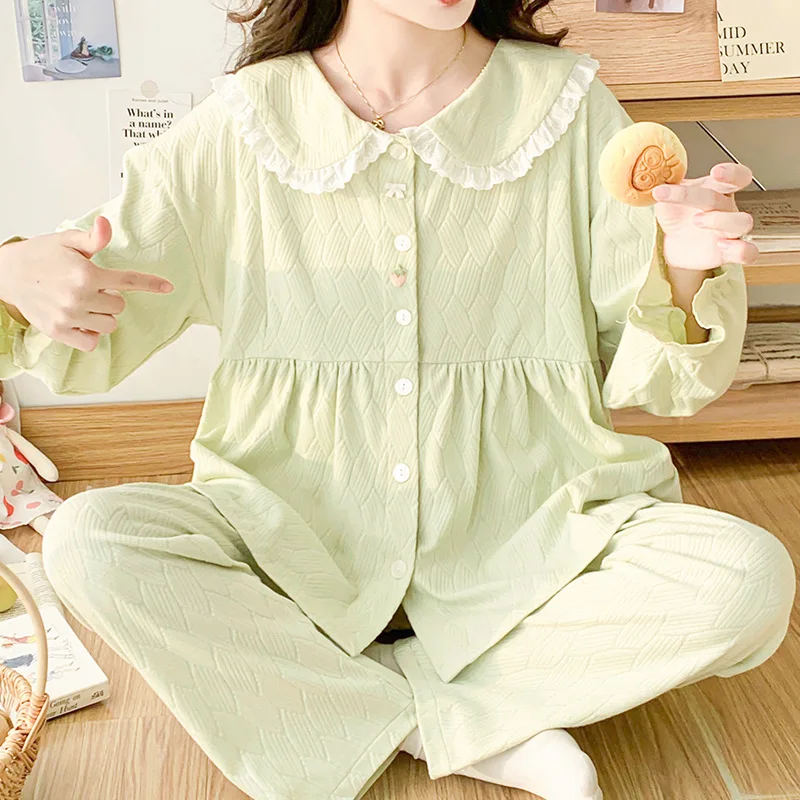 Otoño Invierno grueso algodón acolchado maternidad enfermería conjuntos de ropa de dormir dulce pijamas trajes ropa embarazo dormir ropa de salón en casa - imagen 3