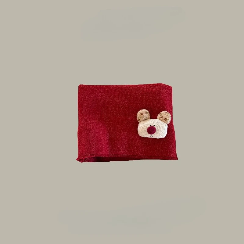 Bufanda roja para niños para Navidad y Año Nuevo: polaina de cuello de punto cálida y festiva, calentador de cuello de invierno resistente al viento para niños y niñas. - imagen 2