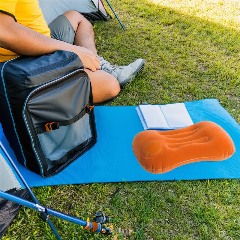 Reposapiés portátil para inflar, almohada de aire compacta para playa, oficina, hogar, viajes, Camping, almohada de viaje inflable, 1 ud. - imagen 5