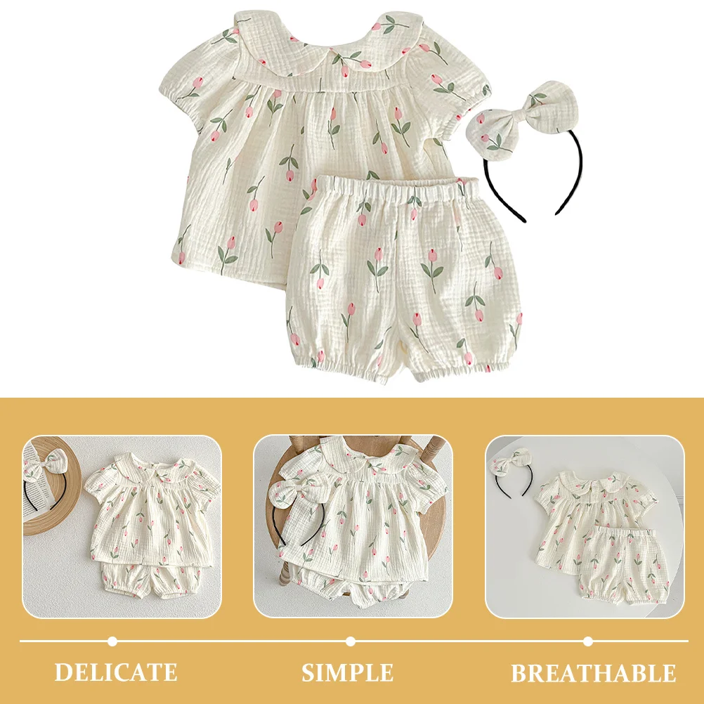 1 Juego de ropa de algodón de manga corta para niña, ropa de verano para recién nacido, cambio de pañales, elementos esenciales para recién nacido, trajes para niño niña - imagen 3