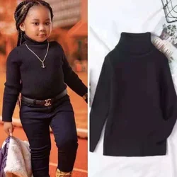 Suéteres de cuello alto para niños y niñas, ropa cálida para niños, suéteres de punto para niñas, abrigo de lana para bebés, Tops de otoño e invierno, 2Y-9Y