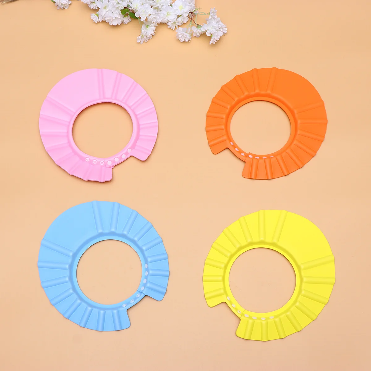 Gorros de champú impermeables para niños, gorros de ducha de baño ajustables de Eva para niños pequeños, protección para los ojos y los oídos, gorro de champú para chico, 4 Uds. - imagen 5