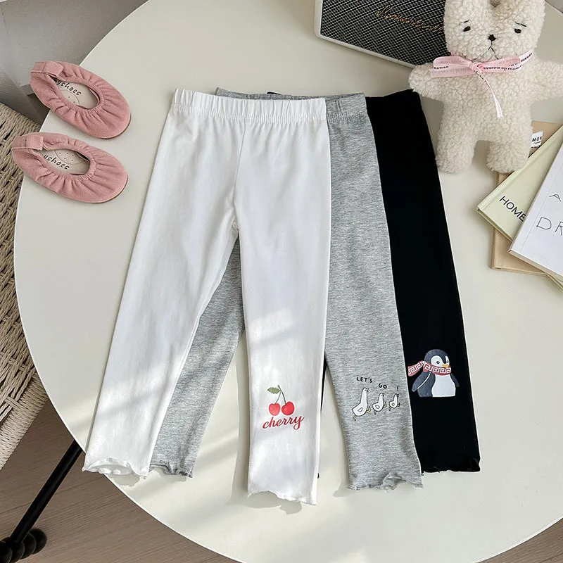 Pantalones pitillo para niñas, mallas para niños de primavera y verano, pantalones ajustados con estampado de animales, pantalones de algodón para niñas, ropa informal escolar - imagen 4