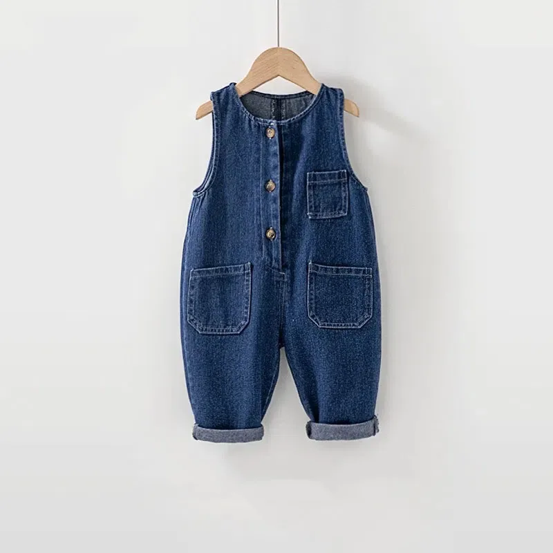 Monos de mezclilla de estilo coreano para niños y niñas, monos holgados de estilo informal, pantalones que combinan con todo, primavera y otoño - imagen 3