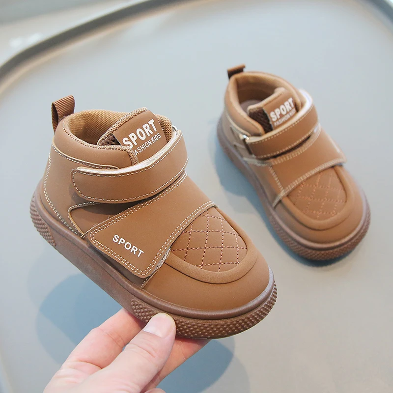 Botas para bebés y niños, zapatos informales para niños pequeños, zapatillas de deporte para exteriores, zapatos antideslizantes de suela blanda para otoño e invierno - imagen 3