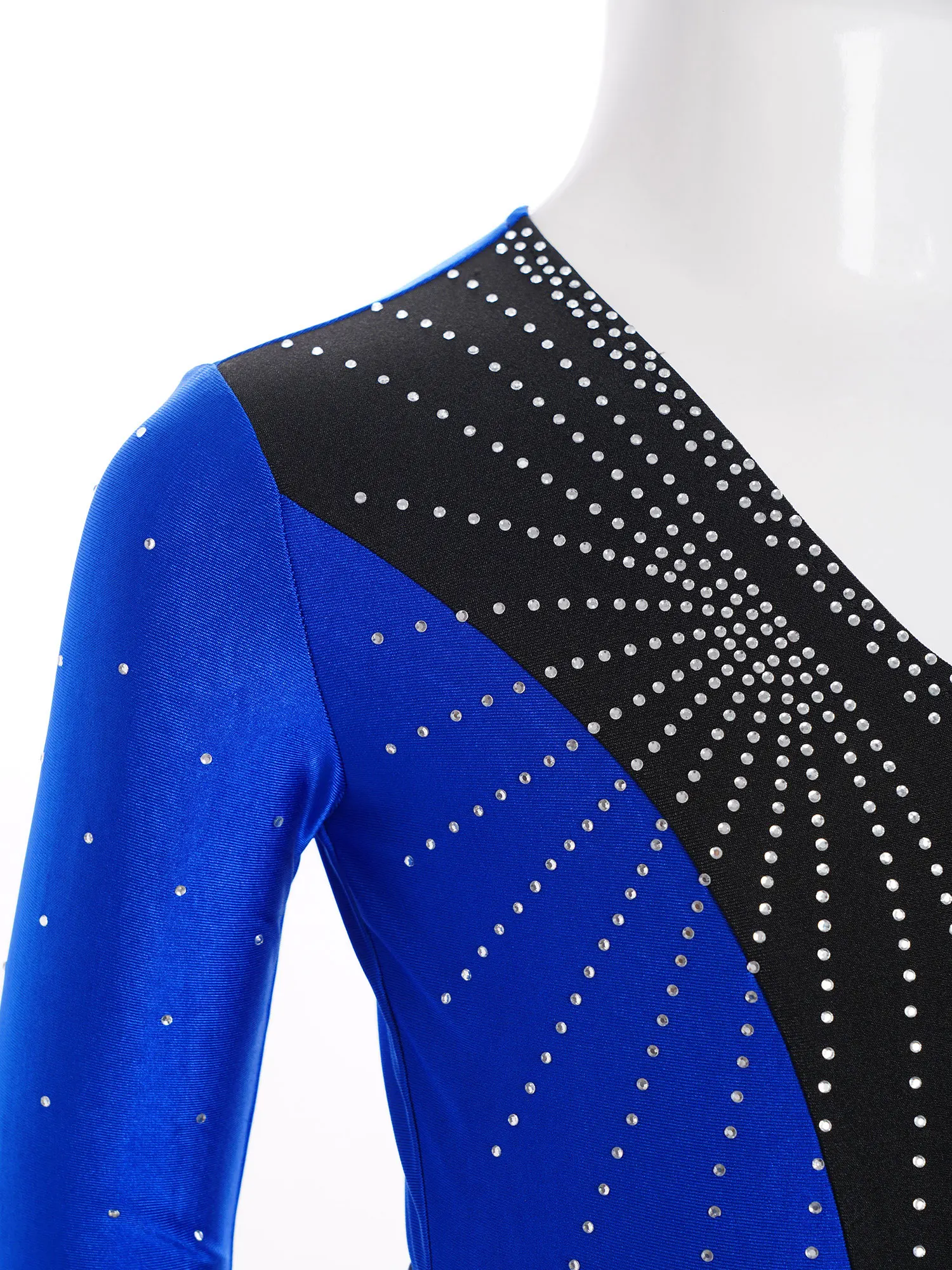 Mono de baile latino para niños, traje de actuación de patinaje artístico, leotardo de cuerpo completo de manga larga, entrenamiento de gimnasia y baile - imagen 5