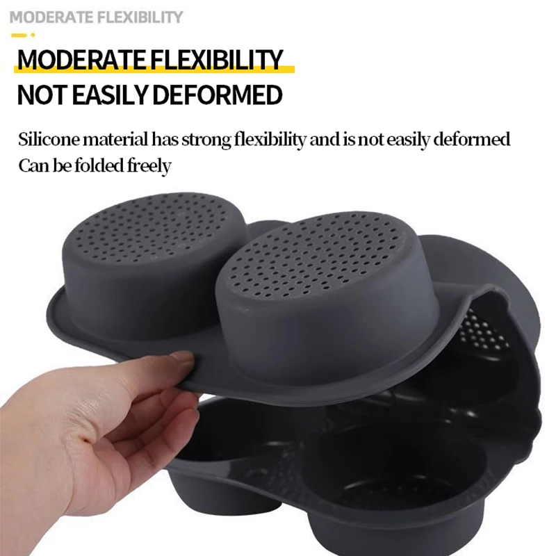Molde de silicona para hornear pan con forma de huevo de hamburguesa de celosía, molde para hornear de grado alimenticio, redondo, cuadrado, poroso, 12/8/4 - imagen 4