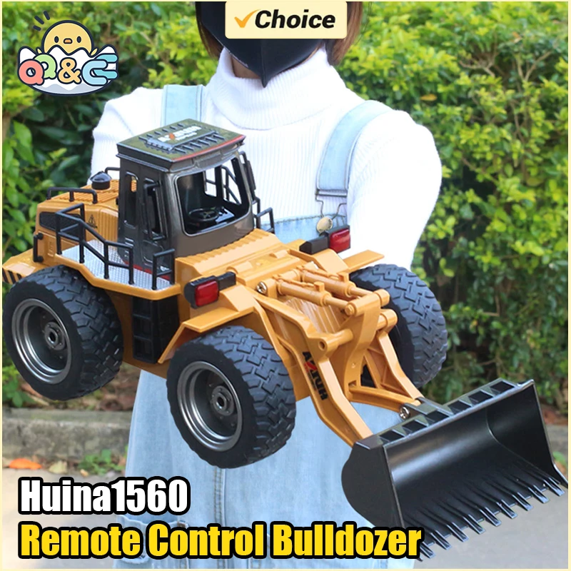 HUINA 1560 1/18 Rc Bulldozer Tractor de aleación modelo 2,4G RC Crawler coches controlados por Radio camiones coche de ingeniería niños juguetes regalos