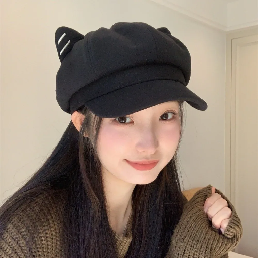 Boina de lana con orejas de gato para niña estilo Y2K - imagen 3