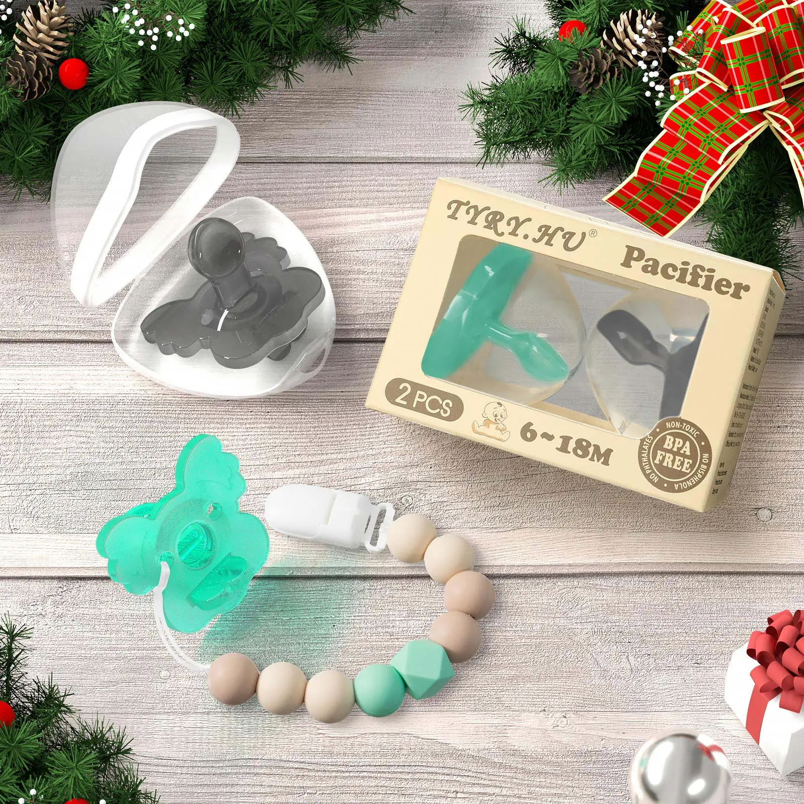 TYRY.HU, 2 uds., chupete de silicona Koala para bebé, chupete para recién nacido de calidad alimentaria, maniquíes de Color sólido para tetina de silicona para bebé - imagen 2