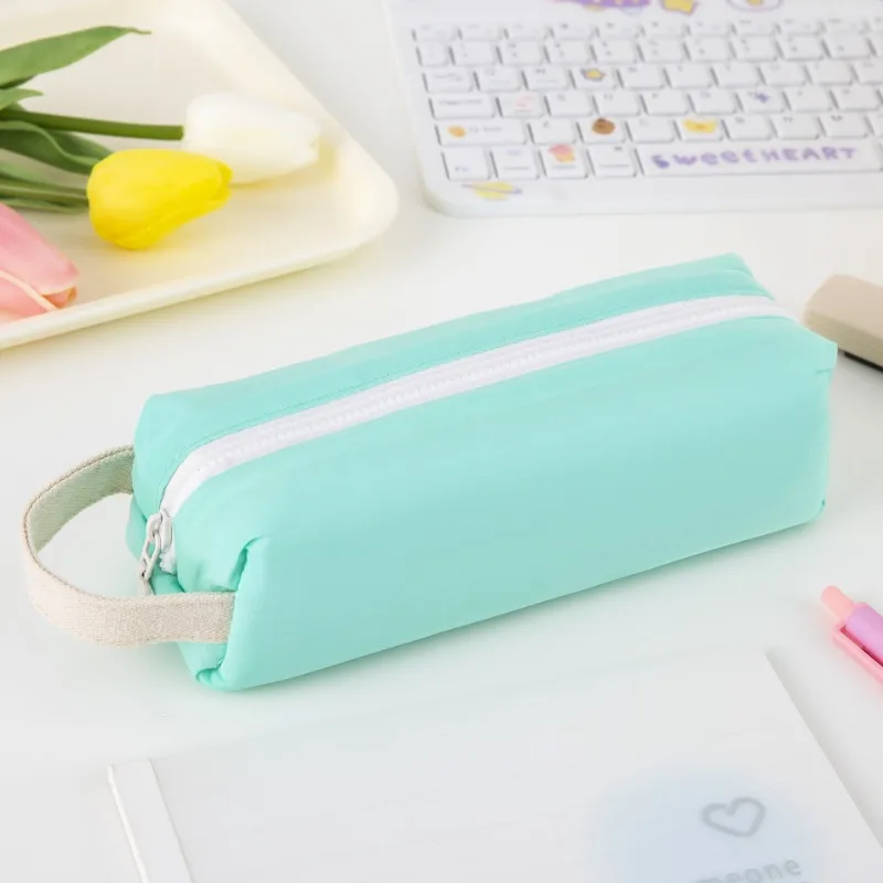 Estuche de lápices Simple, suministros escolares, estuche de lápices para niñas de gran capacidad, papelería bonita, estuche de lápices suave para volver a la escuela - imagen 5