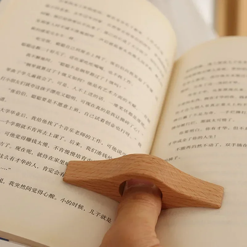 Marcapáginas de pulgar de madera, soporte de libro de pulgar de lectura con una mano, soporte de página de libro para amantes de los libros de oficina, herramientas de ayuda de lectura rápida DIY - imagen 2