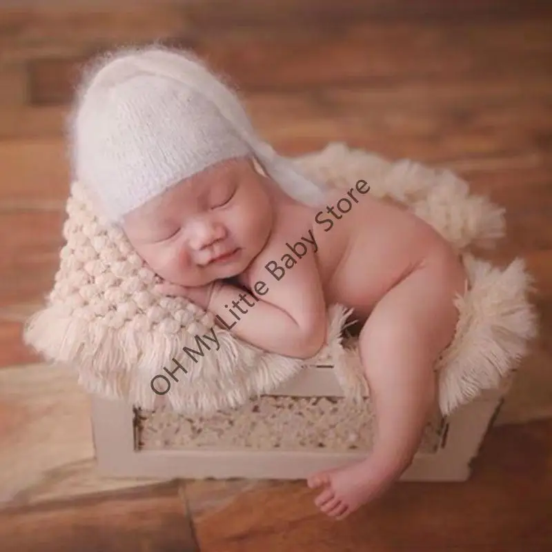 M76C atrezos para fotografía bebés manta para recién nacidos envolturas punto elástico Color sólido - imagen 4