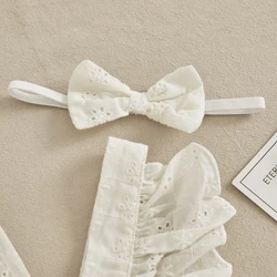 VISgogo Pelele para niña recién nacida con volantes y diadema floral