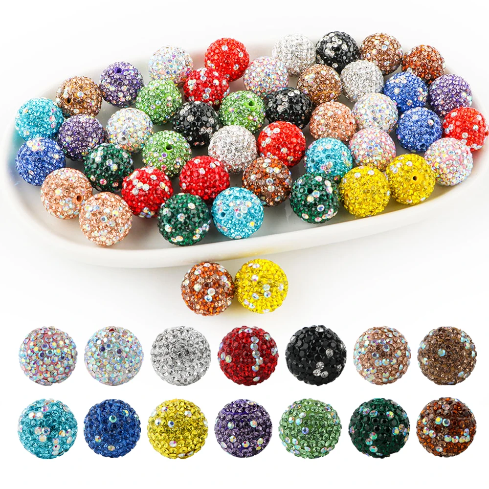 Cuentas acrílicas de diamantes de imitación de colores, 5 ~ 15 Uds., 16mm, para joyería hecha, cuentas Shamballa de arcilla a la moda, accesorios para colgantes de pulsera DIY
