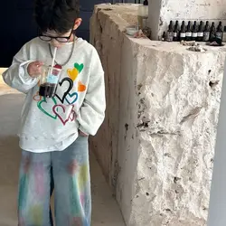 Pantalones vaqueros de niño de algodón mixto corte holgado