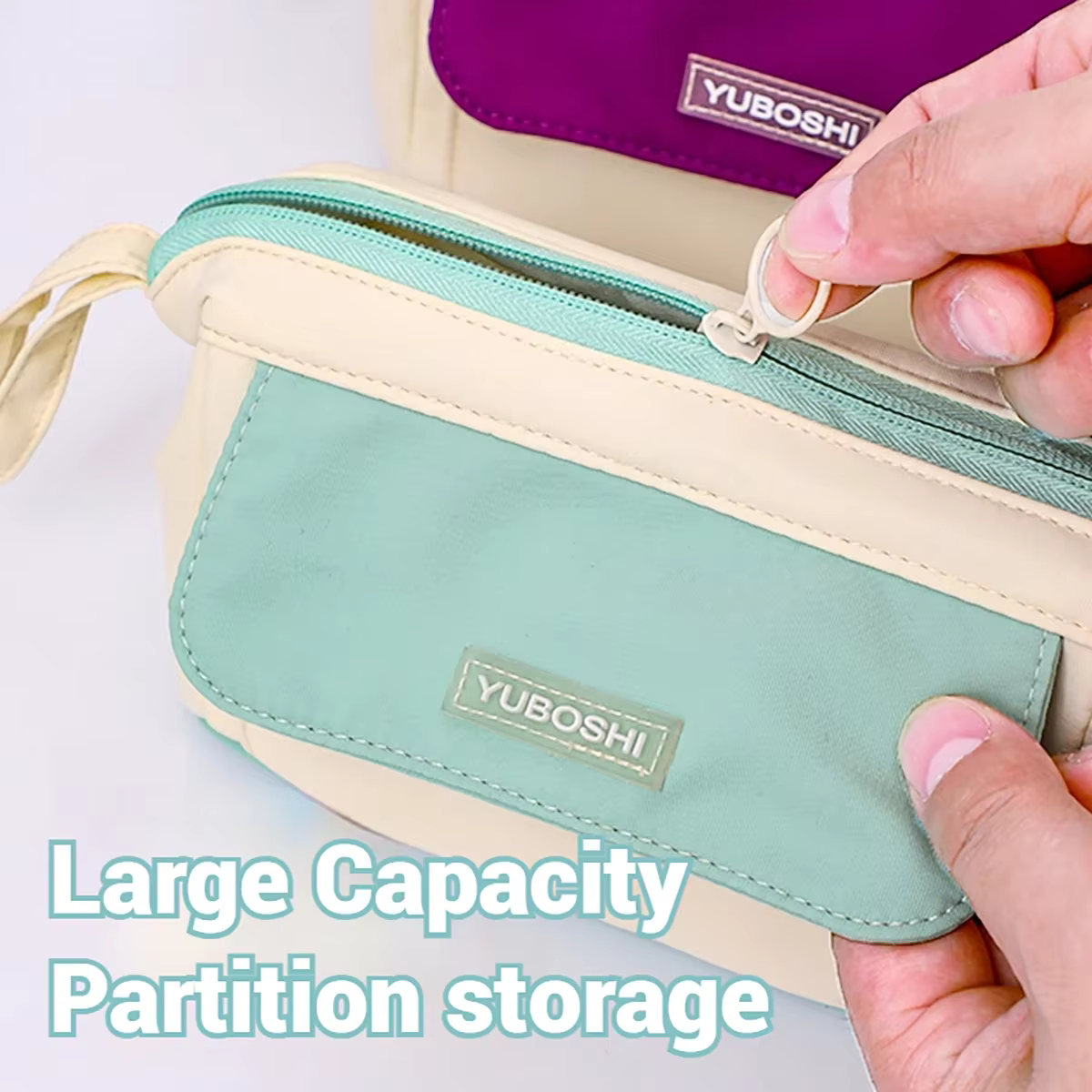 Estuche escolar de lona retro – Bolsa organizadora de gran capacidad - imagen 4