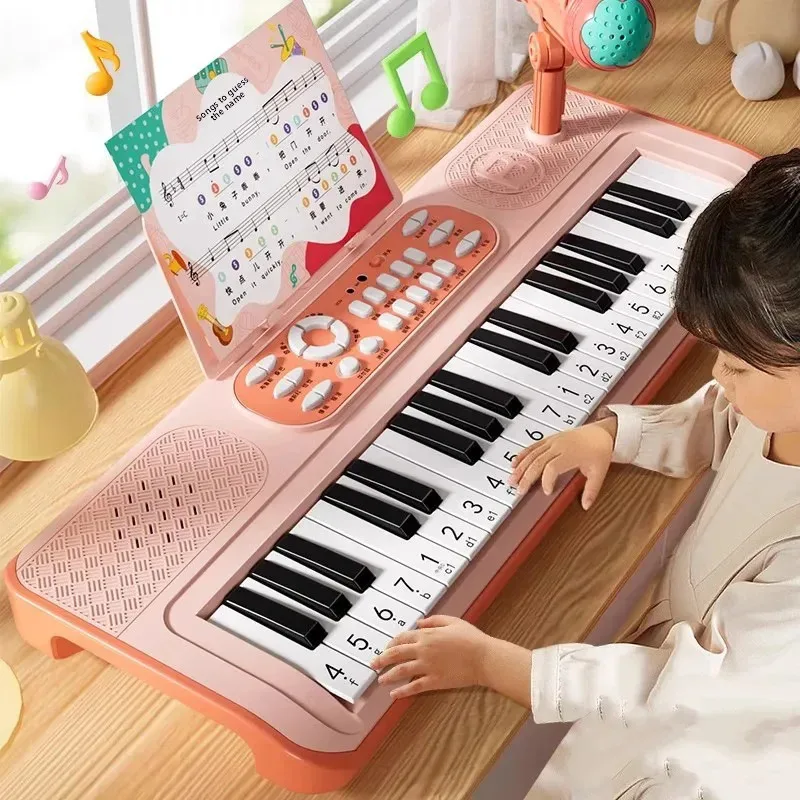 Piano de juguete electrónico de 37 teclas para niños, instrumento multifuncional para niños y niñas, teclado electrónico principiante, juguete Musical