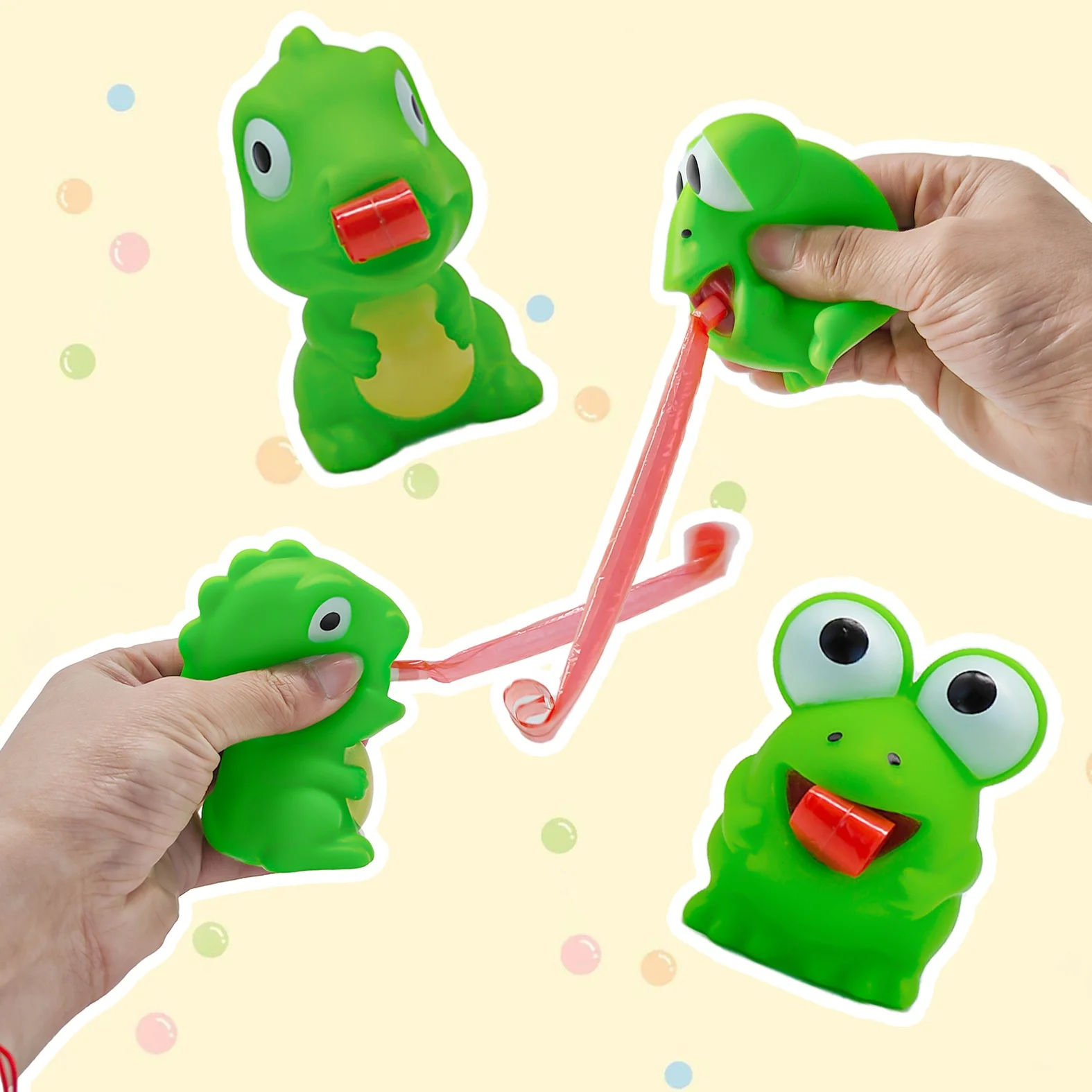 pellizco Rana dinosaurio que se pega la lengua para aliviar el estrés juguete divertido niños creativo descompresión Fidget juguete regalo de fiesta de Navidad - imagen 2
