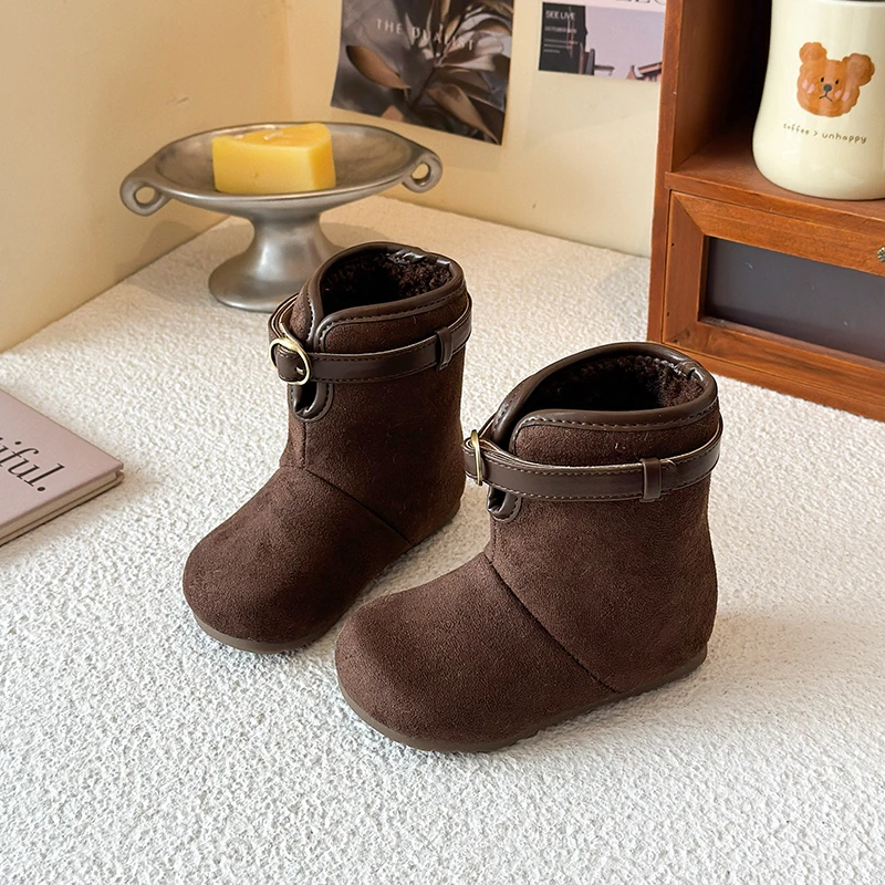 Botas de nieve para bebés y niños, zapatos de otoño e invierno para niños, botines de felpa para exteriores, zapatos antideslizantes de suela blanda para niños pequeños - imagen 4