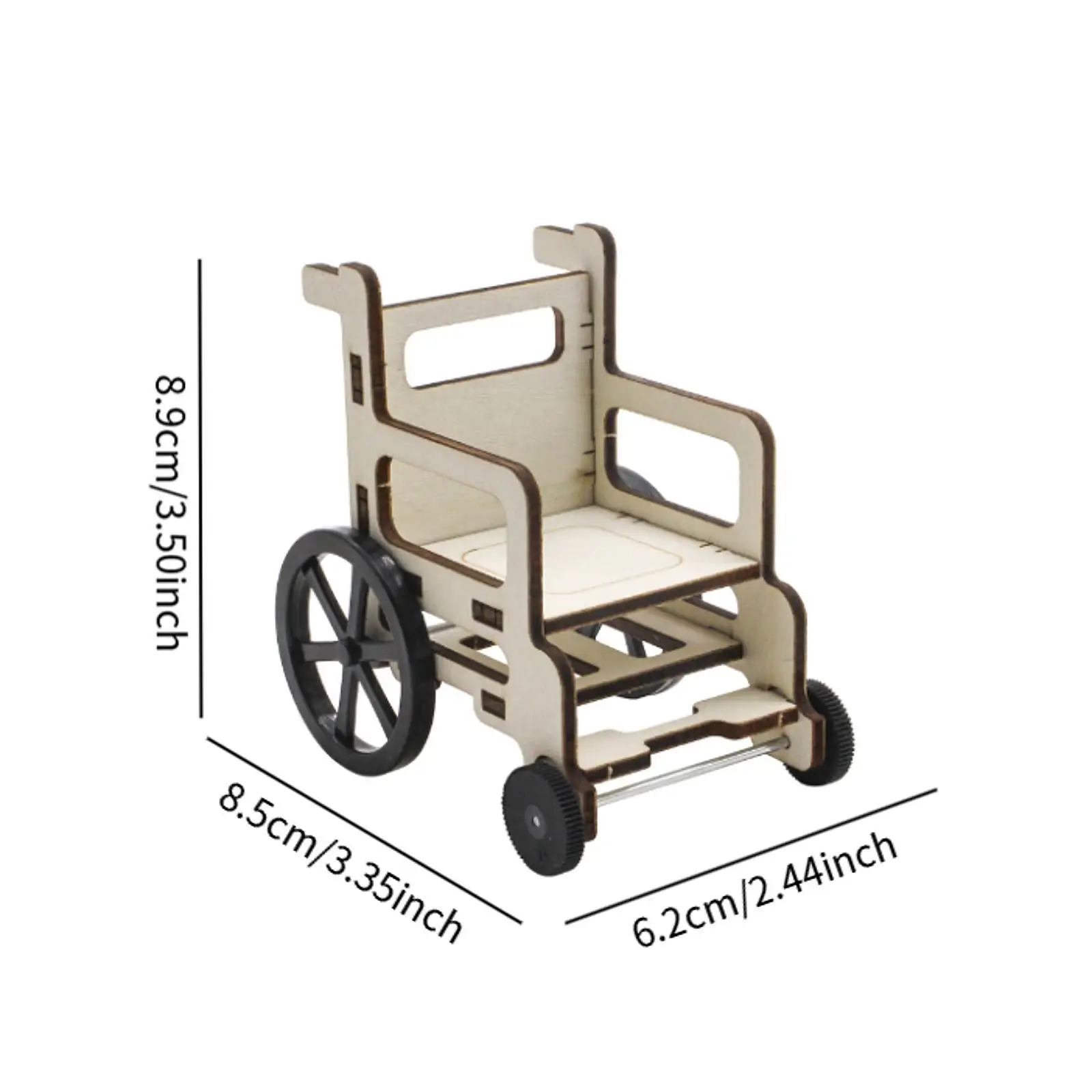 Science Wheelchair Model Dollhouse Miniature Small Creative Puzzle Building Kit Toy Wooden Kids Educational Toy DIY Assembly Toy