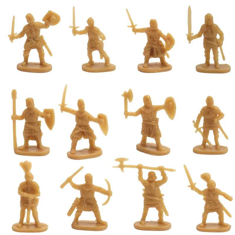 50 Uds. Modelo de soldado antiguo Caballero Medieval de plástico posiciones múltiples escena de guerra suministros simulados materiales artesanales regalos ZYF - imagen 3
