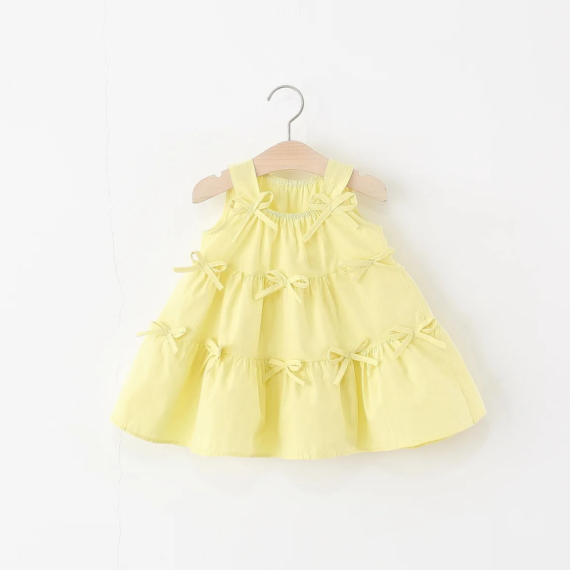 Vestidos de verano para niño niña, bonito vestido coreano de algodón sin mangas con lazo para cumpleaños de bebé, vestido de princesa pequeña, ropa de Boutique para niños B057 - imagen 4