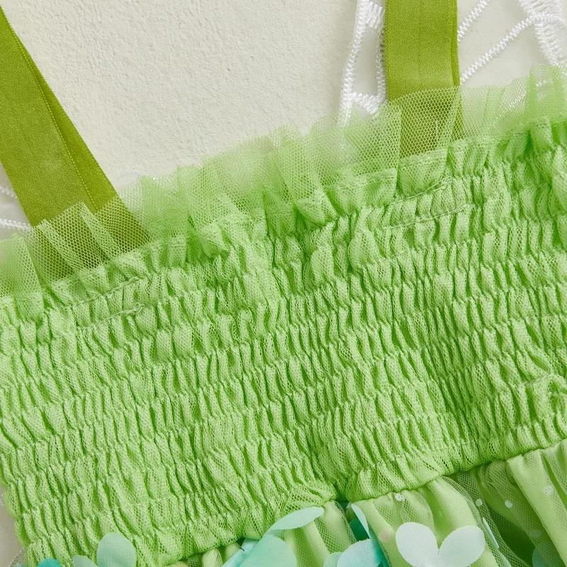 Suefunskry Vestido de verano para niña, sin mangas, con flores de mariposa, vestido de tul de corte A, vestido de princesa - imagen 5