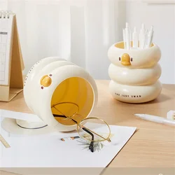 Portalápices kawaii redondo con diseño animado y gran capacidad