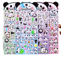 Pegatinas Kawaii 3D de Panda hinchado para la vida diaria, álbum de recortes, diario artesanal, adhesivo de papelería, suministros de arte estético Deco bonito