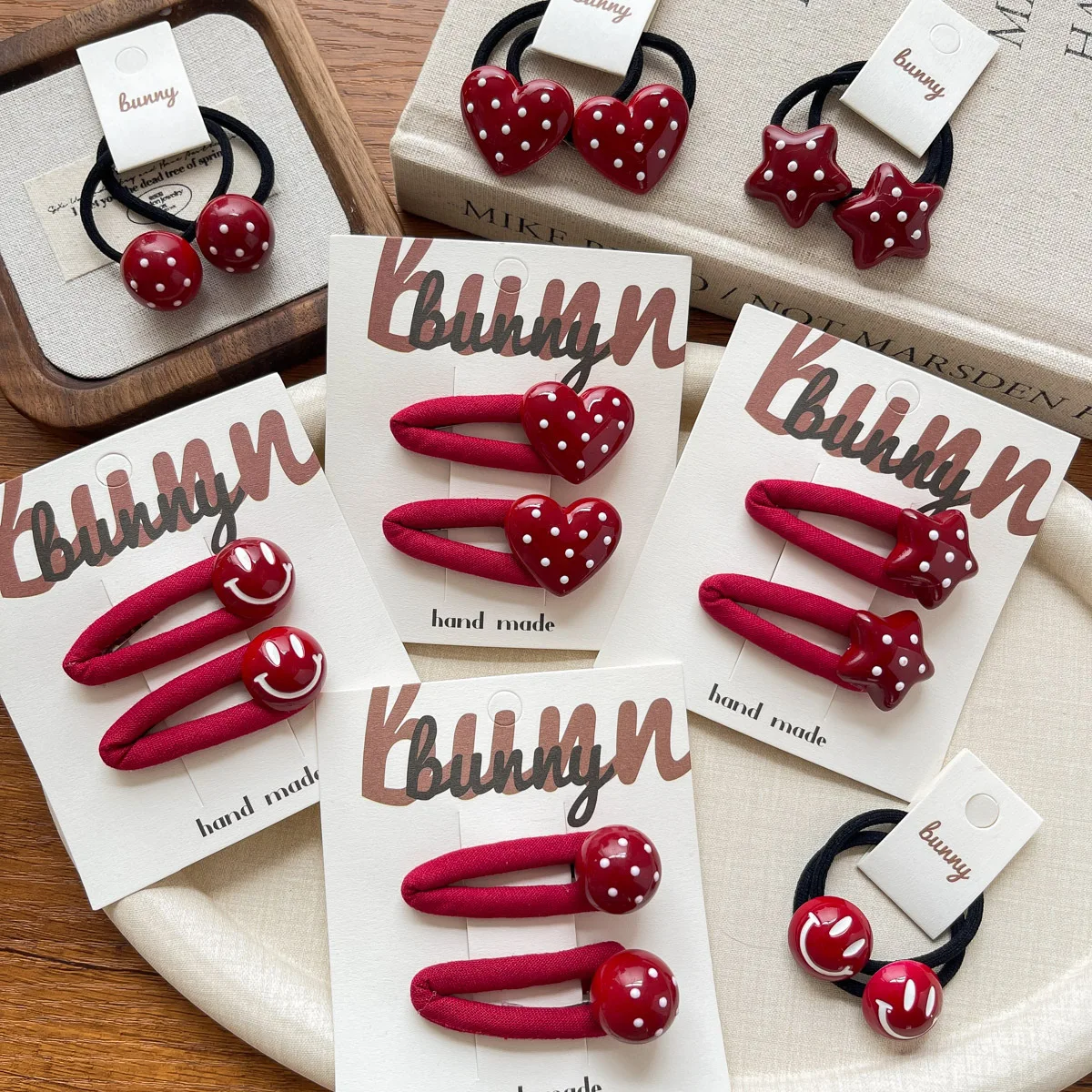 2 uds. Horquilla roja dulce estrella del amor para niños, diadema coreana bonita y versátil para niña pequeña, accesorios para el cabello