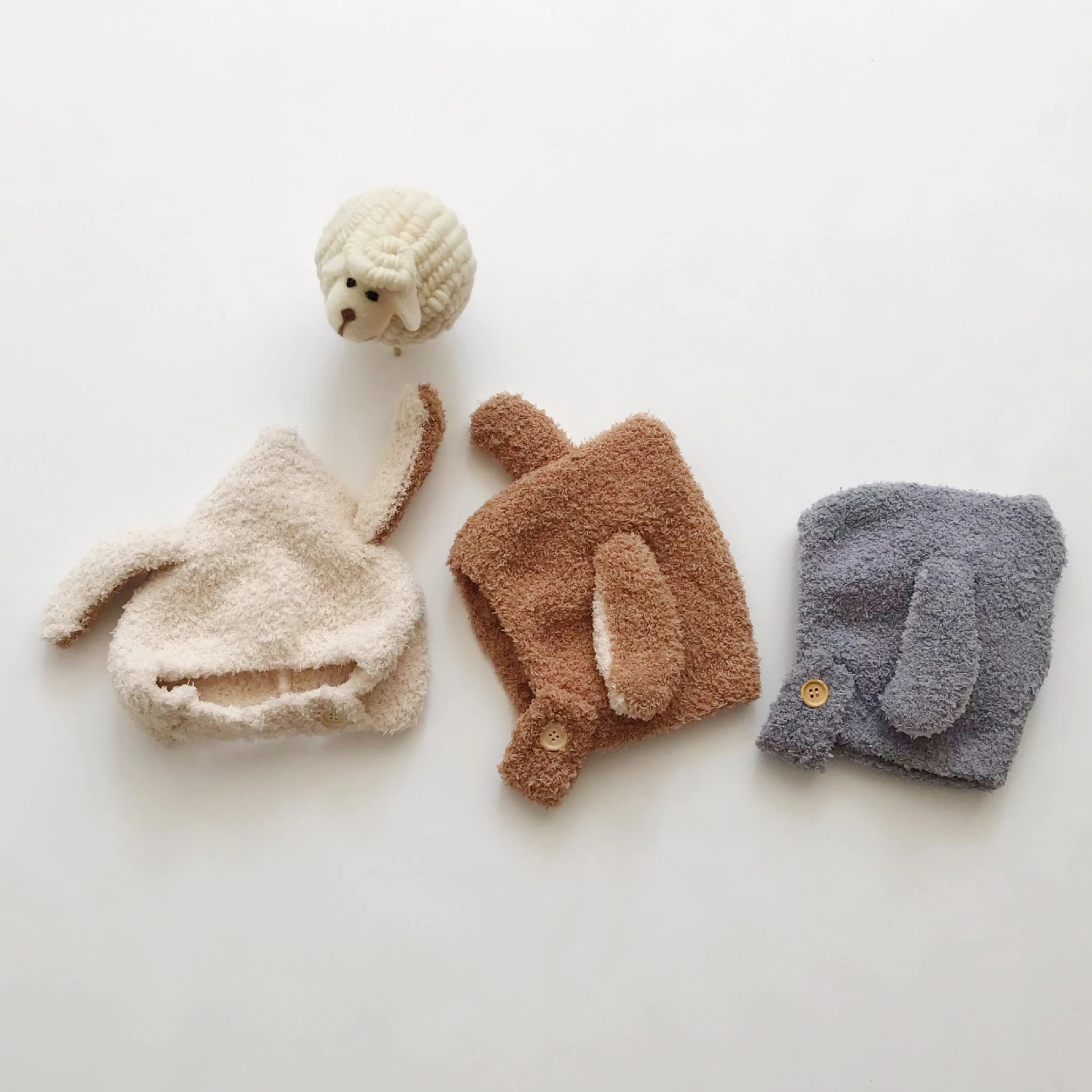 Gorro de invierno para bebé, gorros cálidos de lana con Orejas de conejo para niños, accesorios para recién nacidos, accesorios de fotografía para niños y niñas - imagen 4