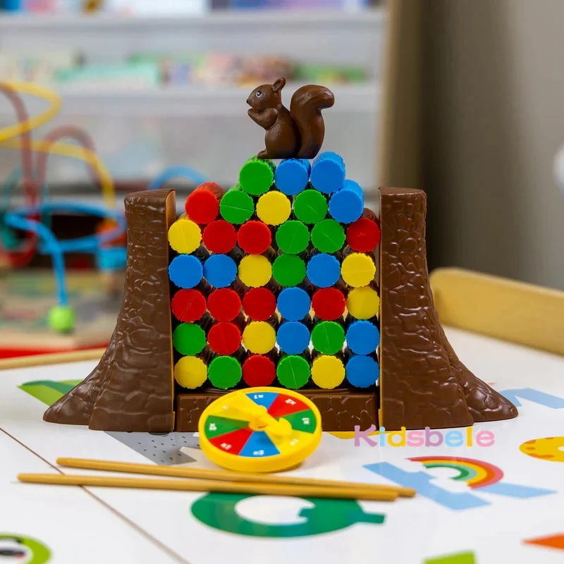 Juego de equilibrio ardilla equilibrio empujando pilas juguetes equilibrio interactivo para padres e hijos juego de rompecabezas de mesa familiar empujando pilas - imagen 2