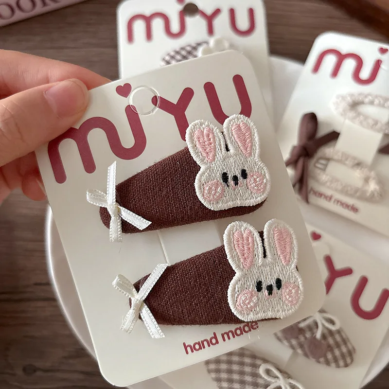 2 uds estilo coreano dulce café lechoso pinzas para el cabello de bebé lindo lazo Floral BB Clips para niñas flequillo todo-fósforo pasadores de pelo para niños - imagen 3