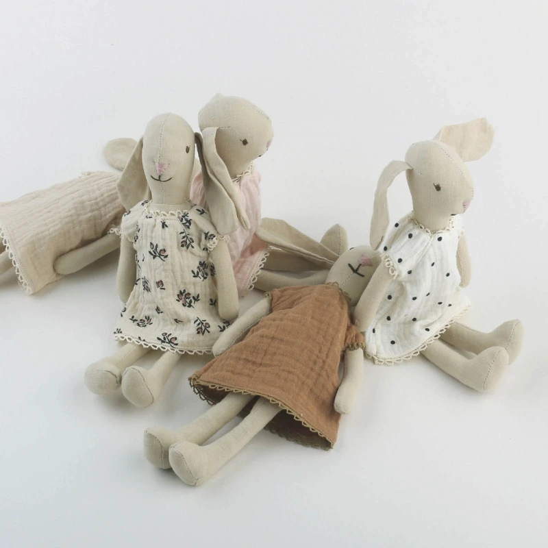 Juguete de conejo de peluche encantador, ropa de vestir, vestido para niñas, juego de rol DIY, 10 pulgadas - imagen 4