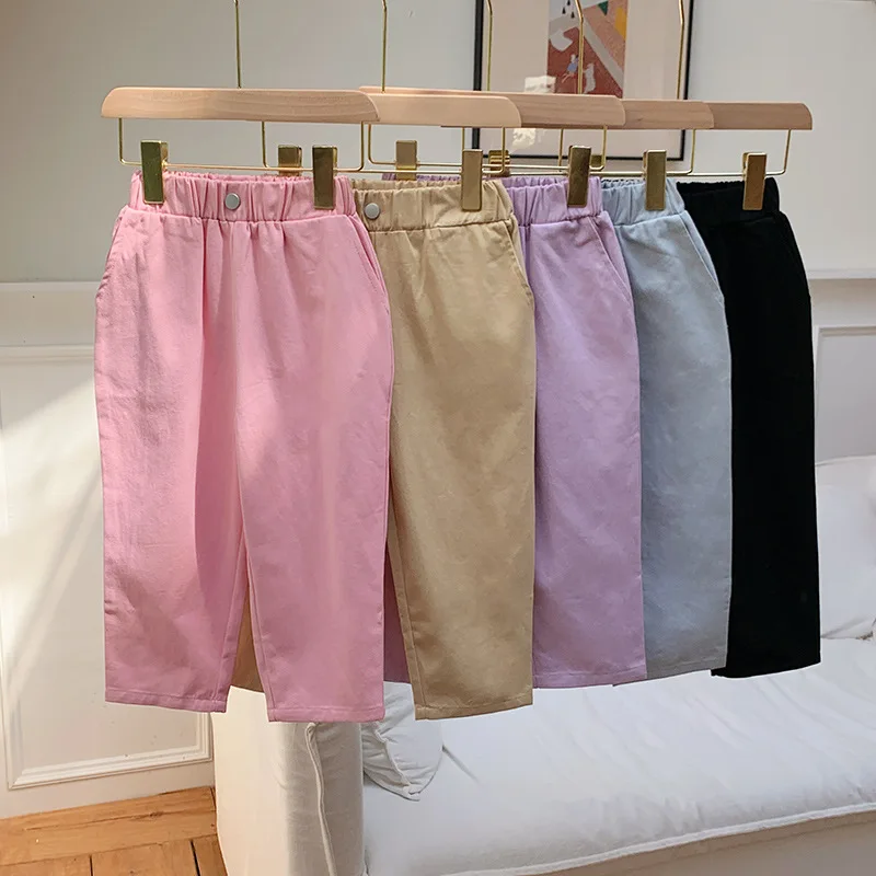 Pantalones bombachos de algodón versátiles para niños, pantalones informales de otoño para niños y niñas, diseño Simple